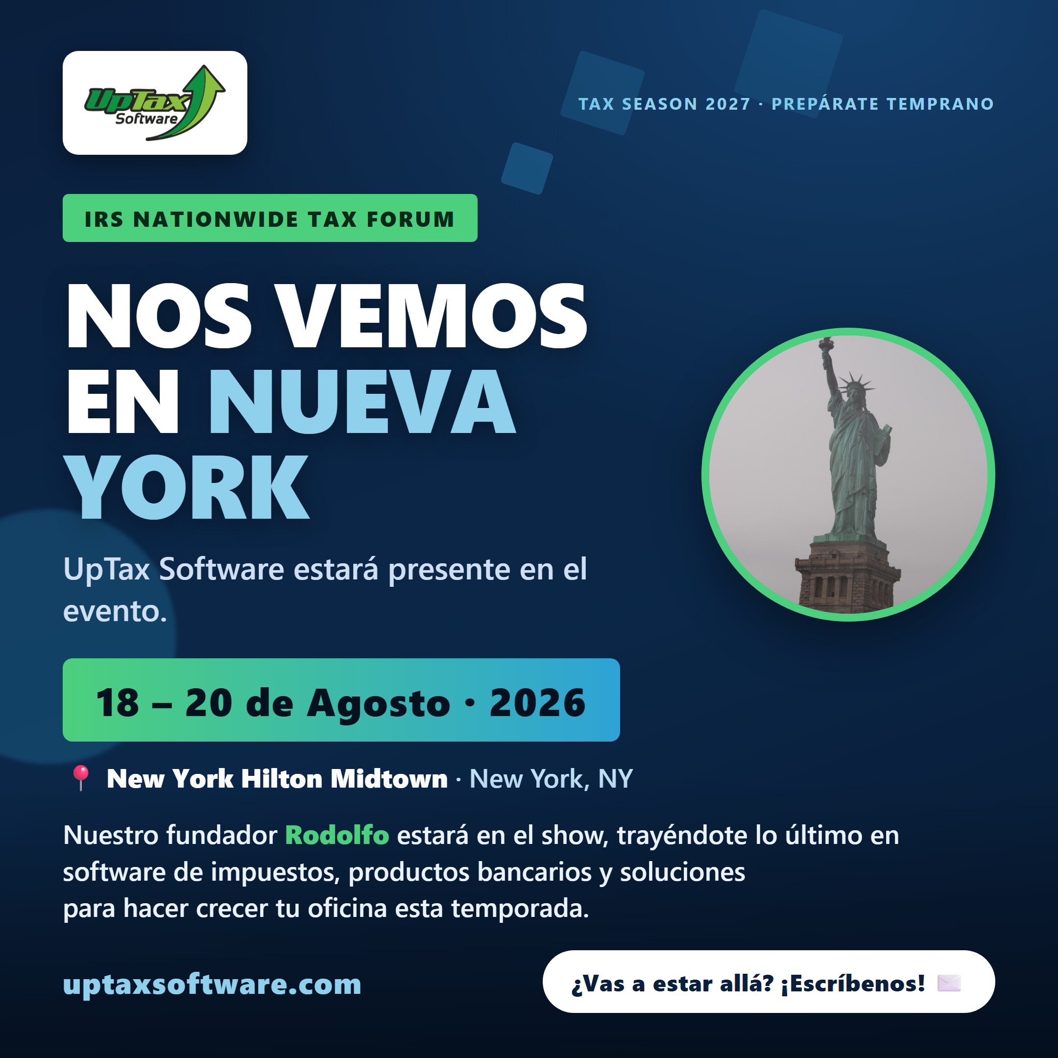 UpTax Software en el IRS Nationwide Tax Forum, Nueva York, 18-20 de agosto 2026